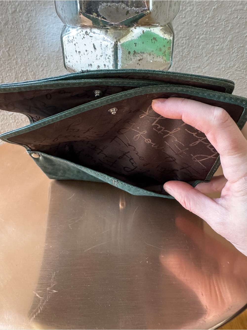Fossil Fifty Four Teal Green Leather Foldover Wallet - Picture 7 of 10